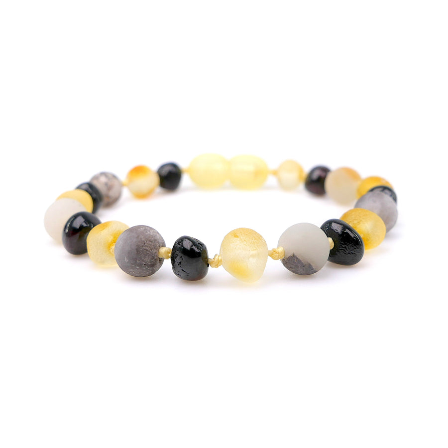 MULTICOLOR BALTIC AMBER BRACELET / ANKLET WITH AMAZONITE