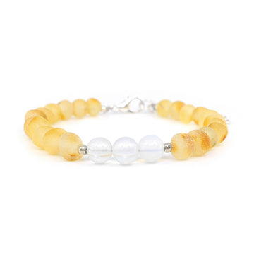 CANCER – BALTIC AMBER BRACELET / ANKLET WITH MOONSTONE