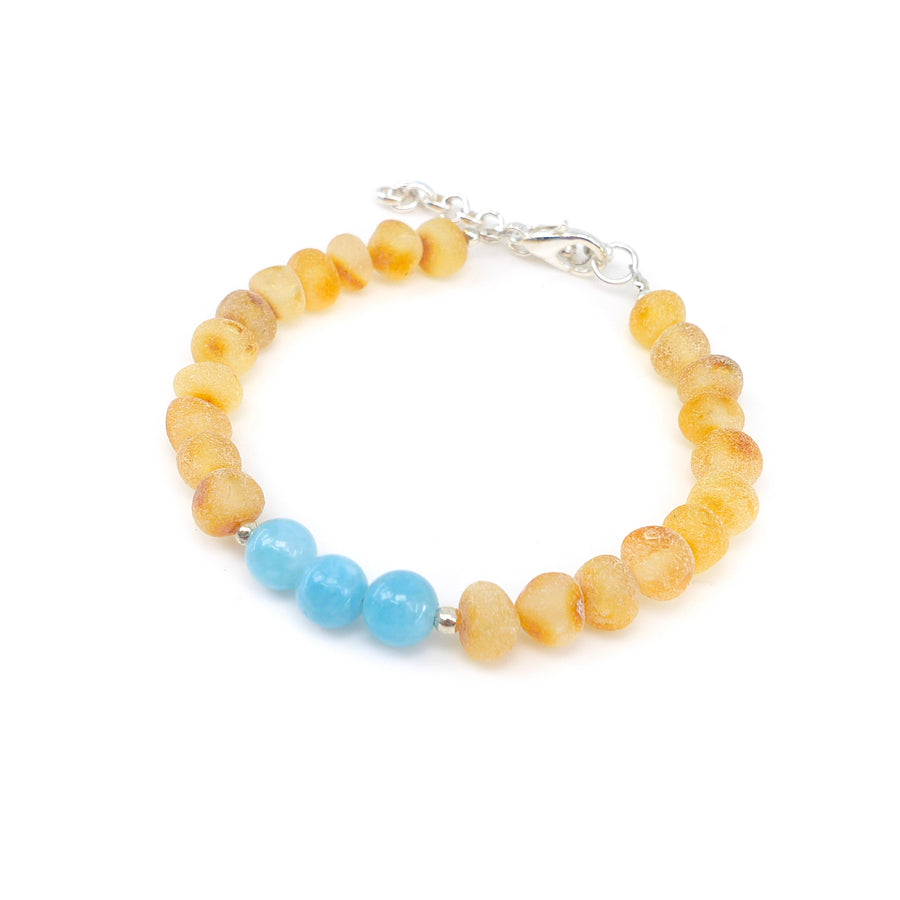 SCORPIO - BALTIC AMBER BRACELET WITH AQUAMARINE