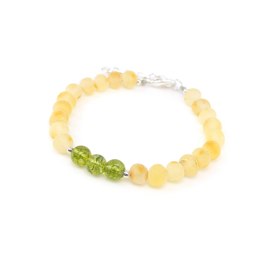 LIBRA – BALTIC AMBER BRACELET / ANKLET WITH GREEN PERIDOT