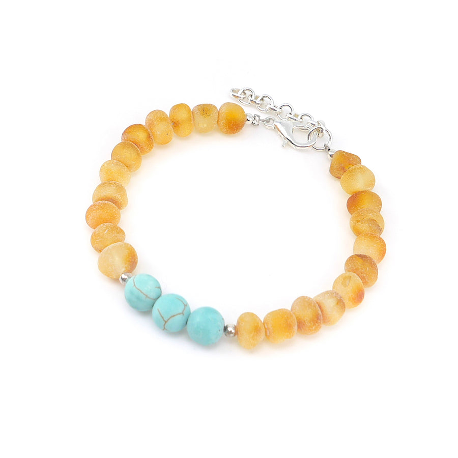 SAGITTARIUS – BALTIC AMBER BRACELET / ANKLET WITH TURQUOISE