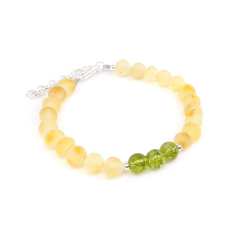 LIBRA – BALTIC AMBER BRACELET / ANKLET WITH GREEN PERIDOT