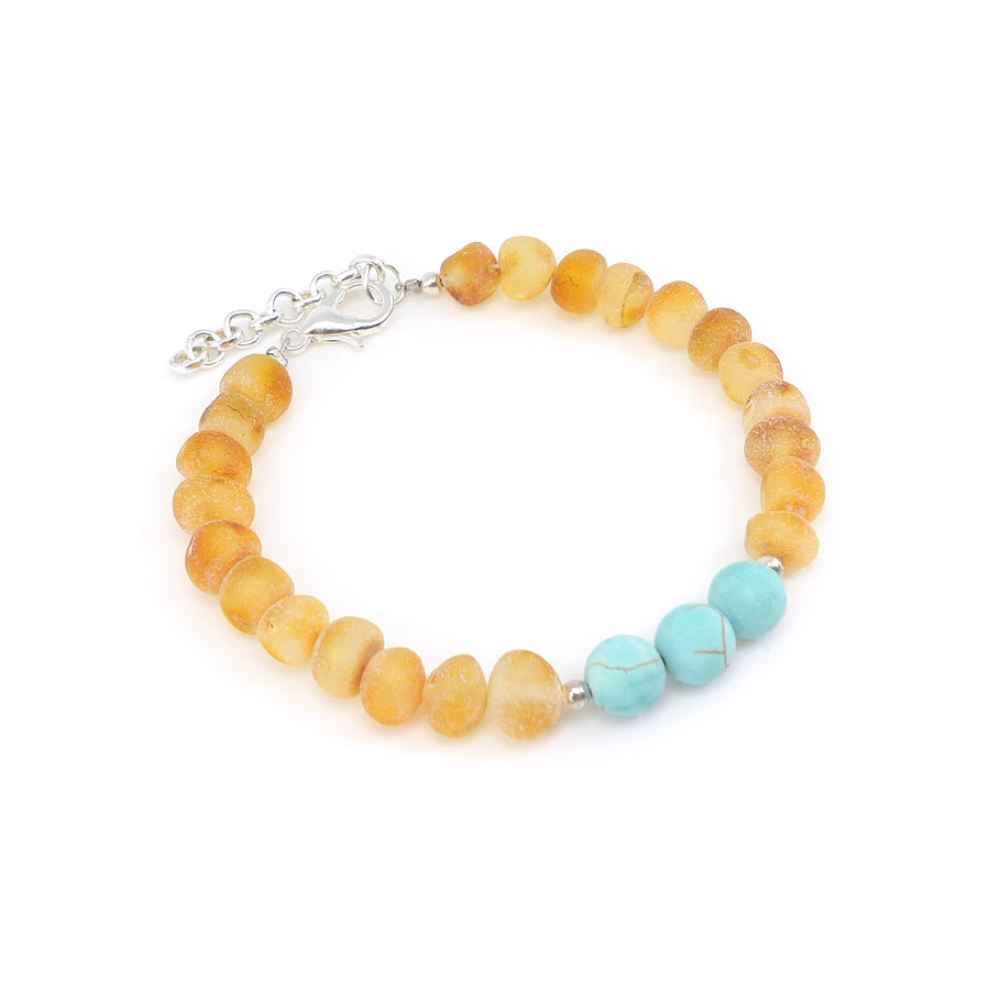 SAGITTARIUS – BALTIC AMBER BRACELET / ANKLET WITH TURQUOISE