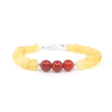 VIRGO – BALTIC AMBER BRACELET / ANKLET WITH CARNELIAN