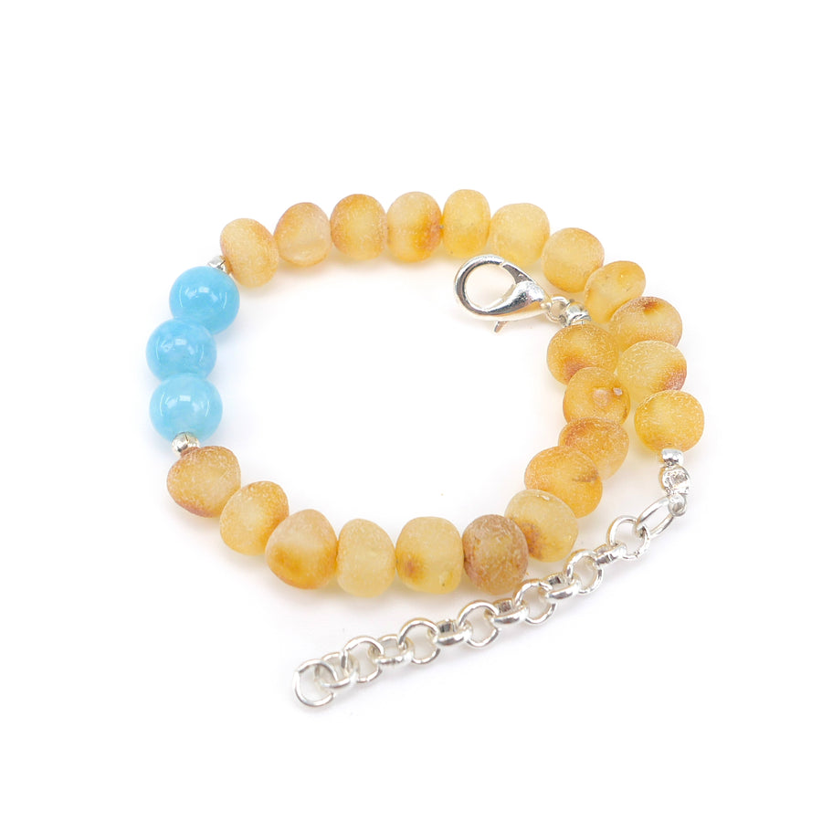 SCORPIO - BALTIC AMBER BRACELET WITH AQUAMARINE