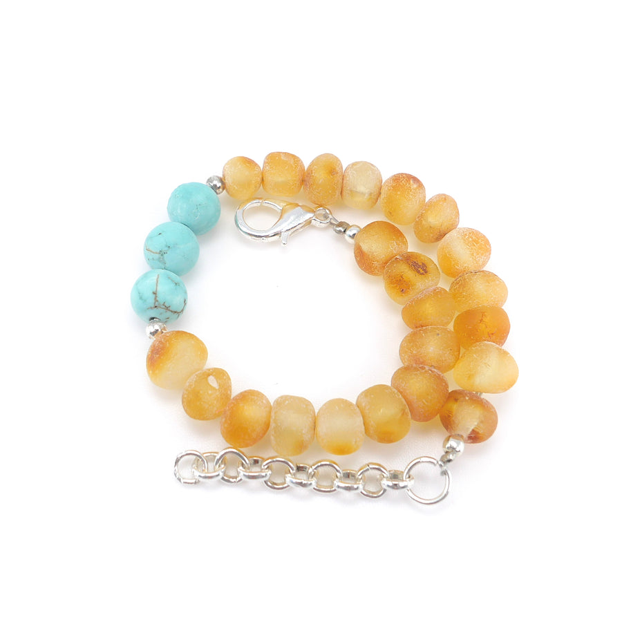 SAGITTARIUS – BALTIC AMBER BRACELET / ANKLET WITH TURQUOISE