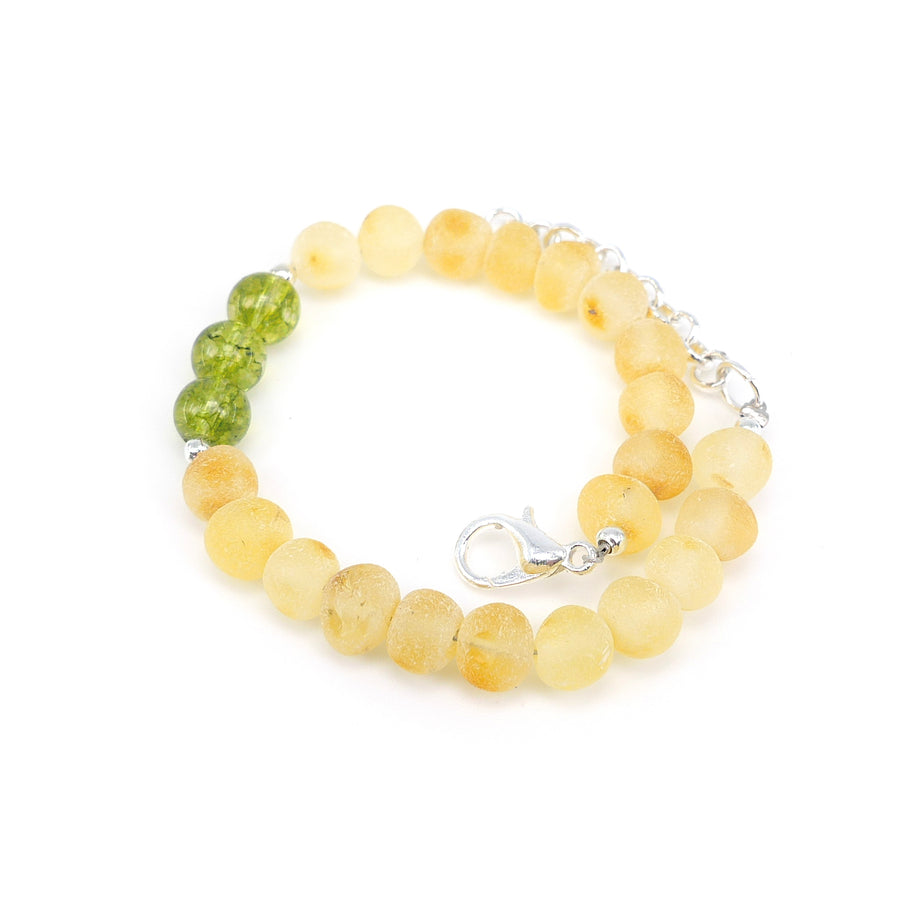 LIBRA – BALTIC AMBER BRACELET / ANKLET WITH GREEN PERIDOT